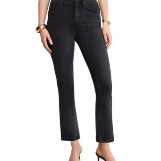 Good American Soft Tech Good Standard Kick Flare Jeans in Black 390