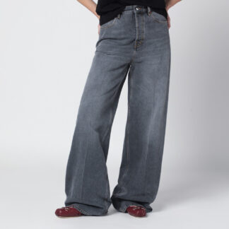 Grey stone-washed wide-leg jeans