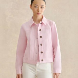 HOBBS Cotton Rich Denim Jacket Pink