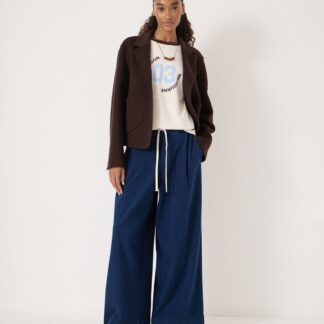 HUSH Jersey Denim Drawstring Trousers Blue