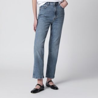 High-rise jeans in light-wash cotton denim