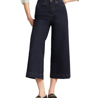 Hobbs London Brinley High Rise Cropped Wide Leg Jeans in Indigo