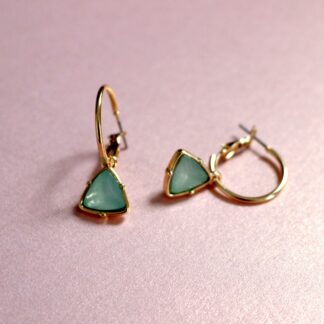 Holly Aqua Gem Charm Gold Hoop Earrings