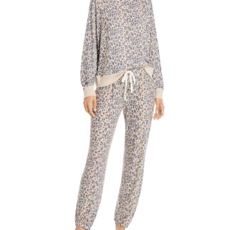 Honeydew Star Seeker Pajama Set in Brown Natural Leopard