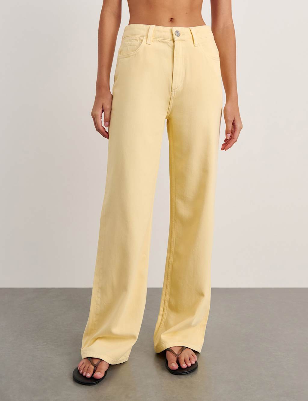 Jag Mid Rise Straight Wide Leg Jeans Yellow