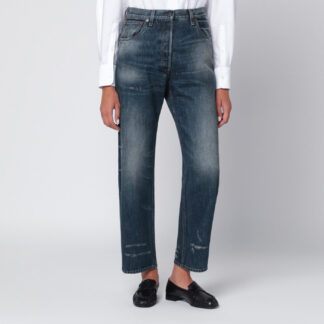 Jeans in washed blue denim