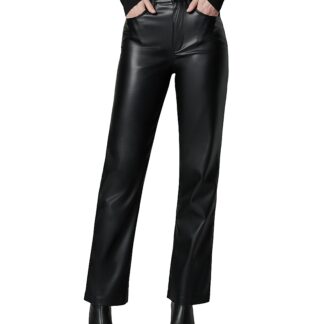 Joe's Jeans The Margot Faux Leather Straight Jeans in Black