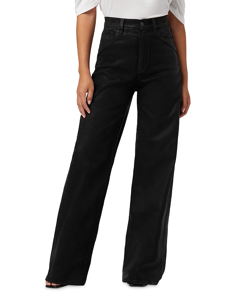 Joe's Jeans The Mia Petite High Rise Wide Leg Coated Jeans in Black