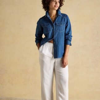 Joules Denim Collared Button Through Relaxed Shirt Blue