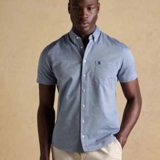 Joules Regular Fit Short Sleeve Oxford Shirt Blue Denim