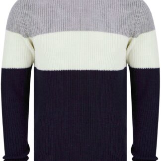 Jumpers Levy Tri-Colour Block Crew Neck Soft Knitted Jumper in Light Silver Marl - Kensington Eastside / XL - Tokyo Laundry
