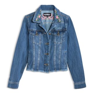 KatieJnyc Girls' Newport Embroidered Denim Jacket - Big Kid