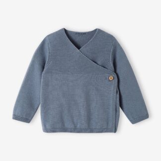 Knitted Cardigan in Organic Cotton for Newborn Babies denim blue