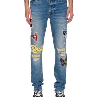 Ksubi Van Winkle Rodeo Patched Skinny Fit Jeans in Denim