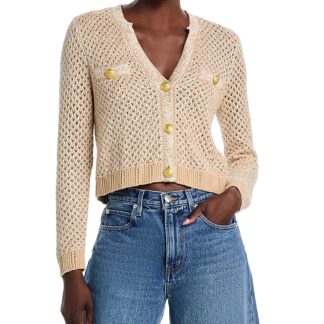 L'Agence Blanca Cropped V Neck Cardigan