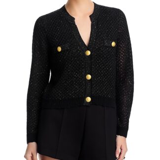 L'Agence Blanca Sequinned Cropped Cardigan