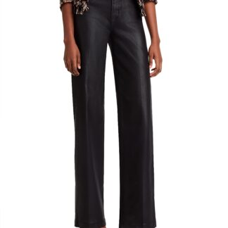 L'Agence Clayton High Rise Wide Leg Jeans in Noir Coated