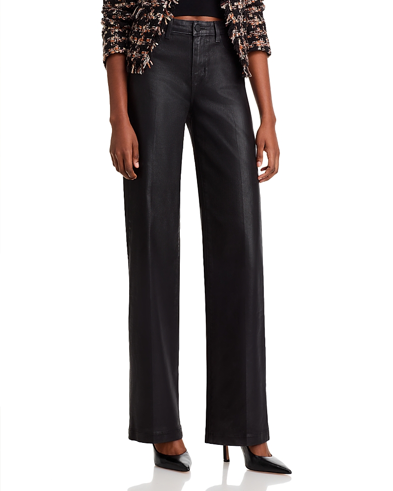 L'Agence Clayton High Rise Wide Leg Jeans in Noir Coated