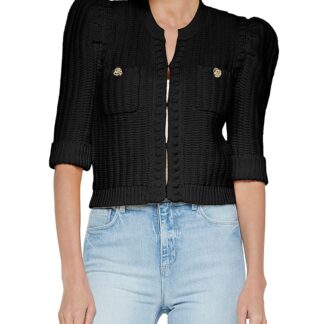 L'Agence Delilah Crop Textured Cardigan