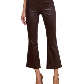 L'Agence Kendra High Rise Cropped Flared Jeans in Chocolate Coated