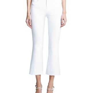 L'Agence Kendra Mid Rise Crop Flare Jeans in Blanc