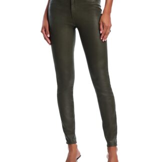 L'Agence Marguerite Coated High Rise Skinny Jeans in Deep Olive