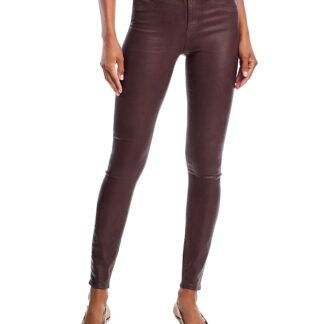 L'Agence Marguerite High Rise Coated Skinny Jeans in Chocolate