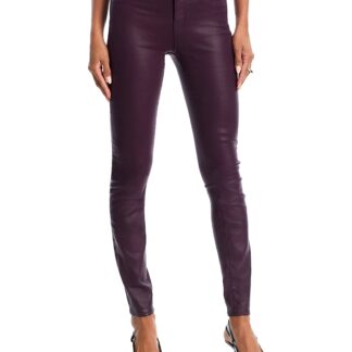 L'Agence Marguerite High Rise Coated Skinny Jeans in Dark Malbec