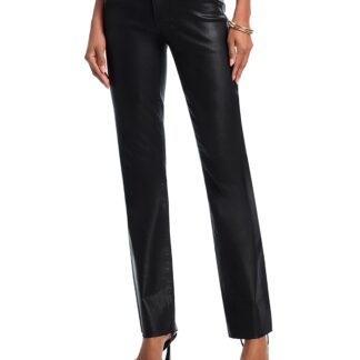 L'Agence Sneeki Low Rise Sneaker Straight Leg Jeans in Noir Coated