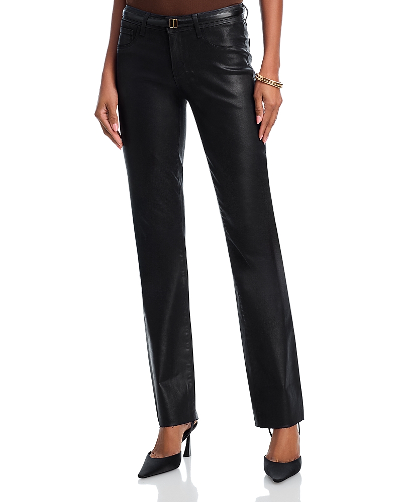 L'Agence Sneeki Low Rise Sneaker Straight Leg Jeans in Noir Coated