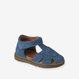 Leather Sandals with Hook-&-Loop Fastenings, for Babies denim blue