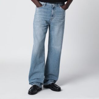 Light Blue Loose-Fit Washed Jeans