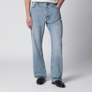 Light blue vintage-effect denim jeans