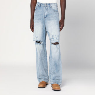 Light blue washed jeans with rips