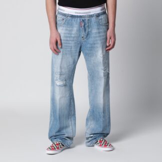 Light-wash blue denim jogger jeans