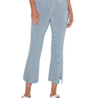 Liverpool Los Angeles Gia Glider High Rise Crop Flare Leg Jeans in Chambray Stripe