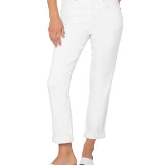 Liverpool Los Angeles The Keeper High Rise Rolled Cuff Boyfriend Jeans in Bright White