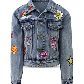 Lola + The Boys Girls' All About the Patch Cropped Denim Jacket - Little Kid, Big Kid