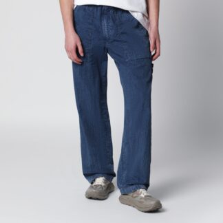 Loose-fit fatigue pants in compact nylon in blue