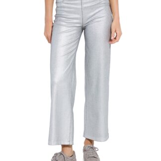 Lysse Coated High Rise Ankle Wide Leg Jeans in Metallic Silver