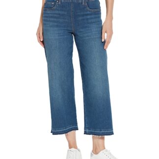 Lysse Frances High Rise Cropped Wide Leg Jeans in Authentic Midwash
