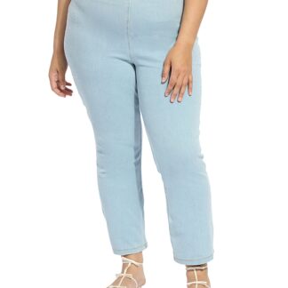 Lysse Plus Crystal Embellished Ankle Baby Boot Jeans in Tinted Blue