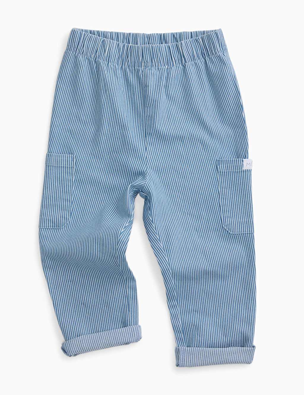 MORI Denim Striped Elasticated Waist Trousers (3 Months-4 Years) Blue Denim