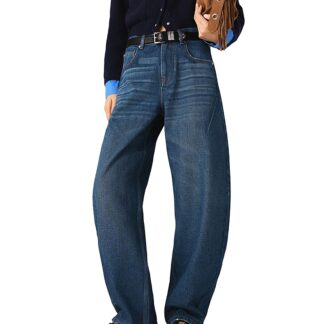 Maje Balloon Jeans with Martingale in Blue