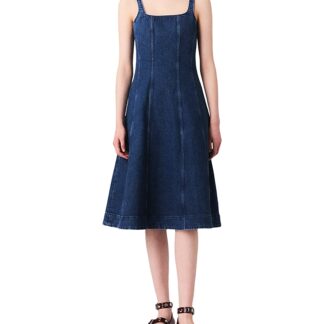 Maje Midi Denim Babydoll Dress