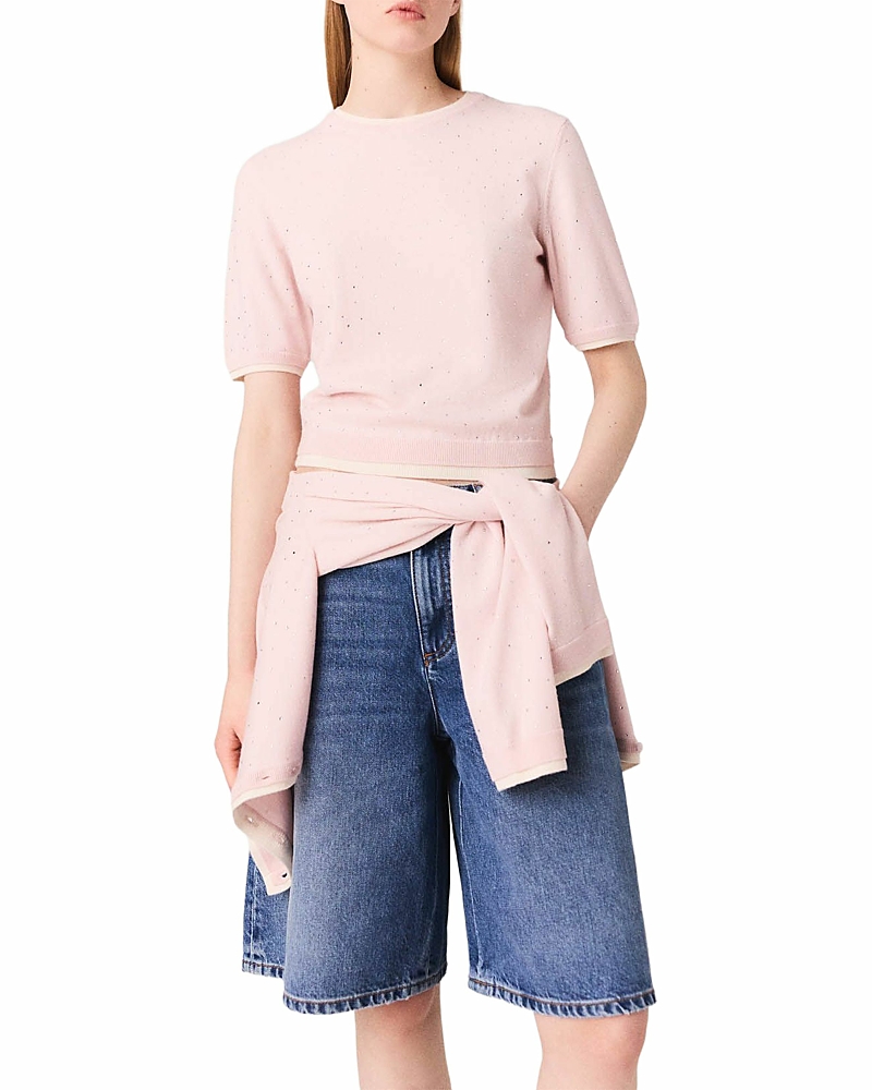 Maje Wool Short Sleeve Sweater