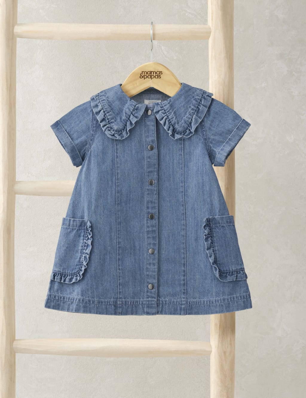Mamas & Papas Denim Dress (0-3 Yrs) Blue