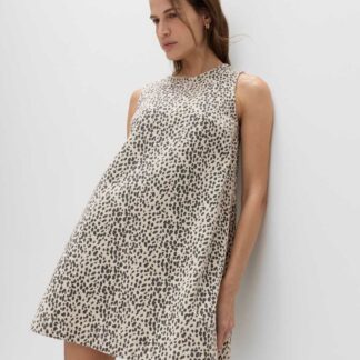 M&S Denim Animal Print Mini Swing Dress Black Mix