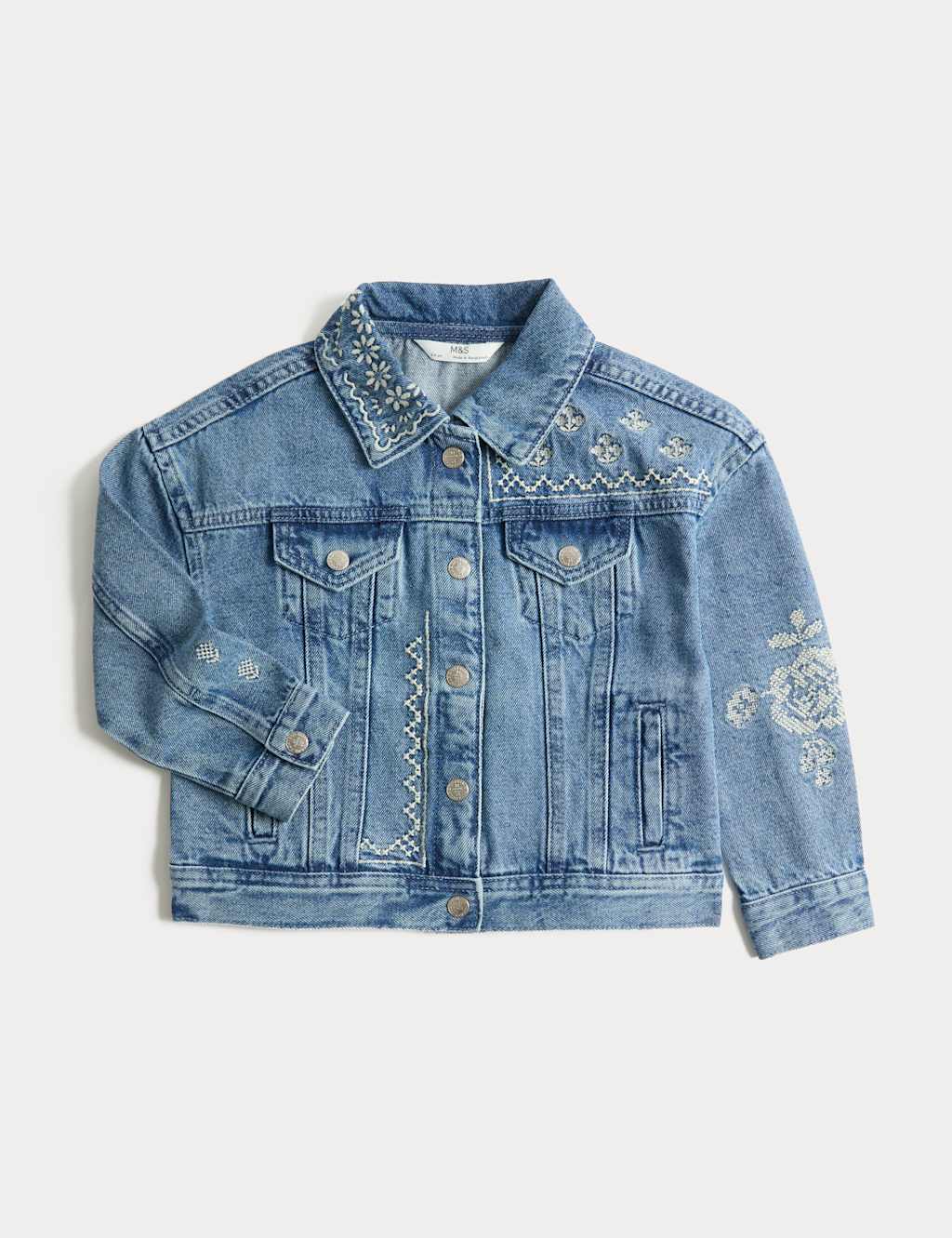 M&S Denim Cross Stitch Jacket (2-10 Yrs) Denim