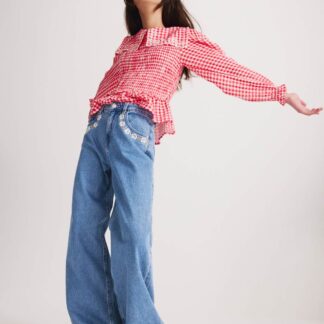 M&S Denim Embroidered Wide Leg Jean (6-16 Yrs) Denim